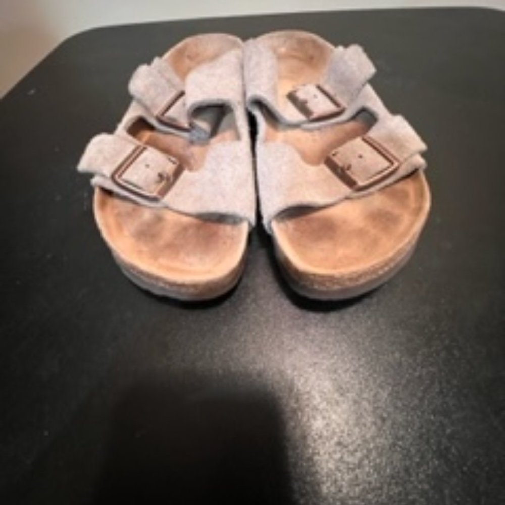 Birkenstock 39 arizona taupe suede soft leather sandal slipper